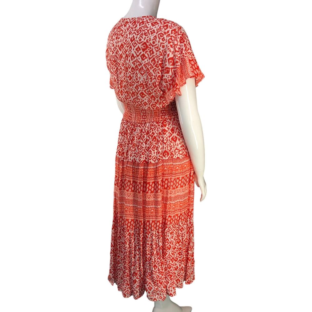 J GEE Womens Size L Dress Floral Midi Smocked Cottage Core Orange *TINY FLAW - Picture 8 of 16